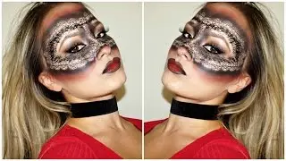Lace Face Mask Halloween Makeup Tutorial | Ombre drawn lace face mask