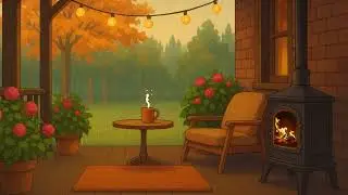 🌸🎶 Relaxing Lofi Spring Porch | Gentle Rain, Fireplace & Chill Beats | No Ads, 2 Hours 🌧️🔥