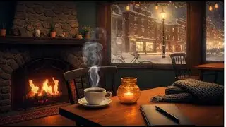 Warm Caf&eacute; Piano Music with Fireplace | Study & Chill Ambience ASMR