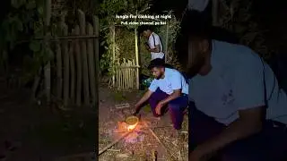 Jungle fire cooking at night 😳 #camping