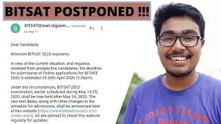 BITSAT 2020 POSTPONED | BITSAT POSTPONED TO 24 MAY BUT NOT LIKELY TO START BEFORE MID JUNE EITHER |