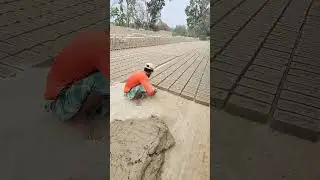 Teamwork Made Bricks By Hand #bricksmaker  #man #perfect #iteam #clayart #shortvideo #brick #muddy