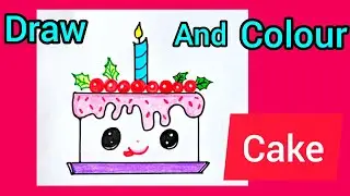 How To Draw A Cute Cherry Cake | EASY Step by Step Drawing & Coloring For Kids