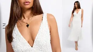 Little Mistress Cream Sequin Star Midaxi Dress by Vogue Williams