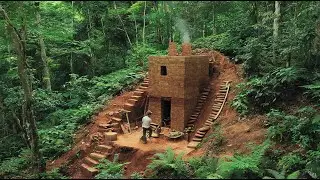 Primitive Survival Underground Cliff Shelter | Secret Entrance & Smart Ladder | Alone in the Wild