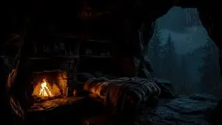 🌧️(NO ADS) Dark Cave Rain Ambience | Deep Sleep ASMR for Stress & Insomnia Relief