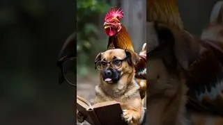 Dog Studying vs Rooster Screaming 😂 | Funniest Animal Short #shorts