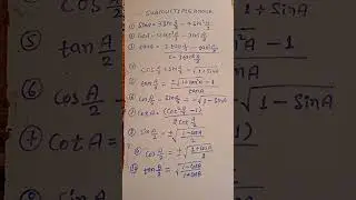 very important formula for trigonometry sub multiple angle