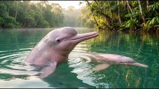 Relaxing Walk in the Amazon: Still Lagoon with Pink Dolphin Ripples