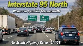 🛣️ Interstate 95 North | Woburn to Lynnfield Massachusetts | 4K Scenic Highway Drive - 1/4/25
