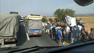 حادث مرور الان في طريق السيار شرق غرب معسكر😪