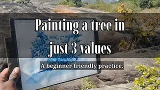 PAINTING A TREE IN JUST 3 VALUES | MONOCHROME PAINTING for Beginners