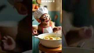baby monkey is cooking #trendingshorts #shorts #monkey #babymonkey #baby #animal #cute #funny #ai