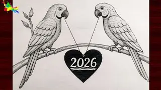 &ldquo;New Year 2026 Drawing | Love Birds Pencil Sketch ❤️🕊️&rdquo;//Easy Step by Step beginner 