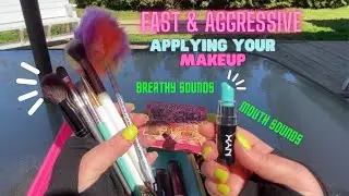 ASMR: FAST & AGGRESSIVE APPLYING YOUR MAKEUP ROLEPLAY, CHAOTIC, BREATHY MOUTH SOUNDS