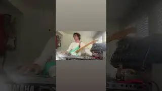 James Petralli (White Denim) working with a Fender 1957 Surf Green Stratocaster and a Yamaha DX7.