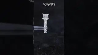 White gold Princess Diamond Pav&eacute; Band Solitaire Ring with Four-Prong Setting