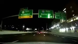 Nighttime drive from Providence to North Providence, Rhode Island