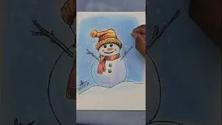 Snowman Coloring with Soft Pastels | Easy Winter Art Idea