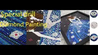 blue skirt Girl - Diamond Painting Special shaped partial Drill