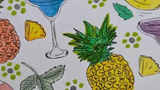 Color with Me: Refreshing Summer Drinks (No Talking Vlog) 🍍 🧊 