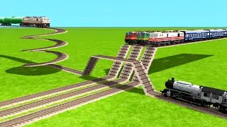5 TRAINS BY-PASS ON THE RISKY AND CRAZY ROUND CIRCLES ZIG ZAG TRACKS | Beamng Drive//train simulator