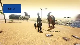 Parasaur and Pegomastax tame! Full hide armor and first mount! ARK EP - 2