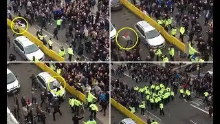Chelsea and Tottenham fans clash yards from Stamford Bridge as heated London derby turns nasty