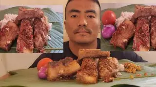 Eating 1kg spicy pork fat,Naga Mukbang 