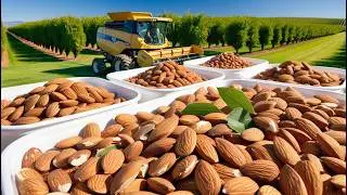 Almond Harvest - How American Farmers Process Almond Milk in a Factory