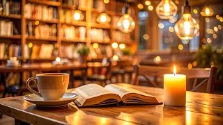 Cozy Book Cafe Ambience | Candlelight & Smooth Jazz for Relaxation