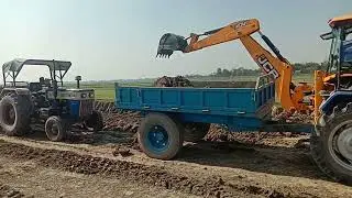 JCB 3Dx Backhoe Making Mud Lodging Pond With Tractors For First Farming sonaleka Di740)