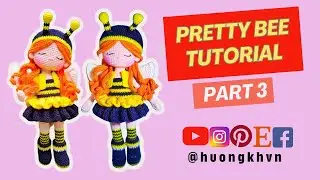 #49|  How to crochet a doll| Bee doll crochet free tutorial- Amigurumi doll tutorial part 3