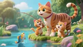 Katzenmutter & Kätzchen fangen singende Fische 🐱🎣🎶 – Lustiges Tierlied