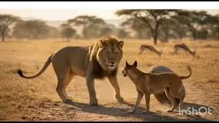 Loin and dog fight 