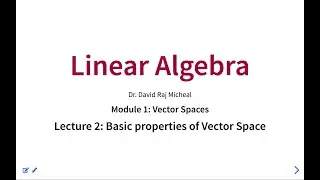 M1 Lecture 2: Properties Vector Space