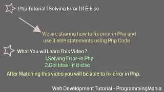 Php Tutorial | Solving Errors | If & Else