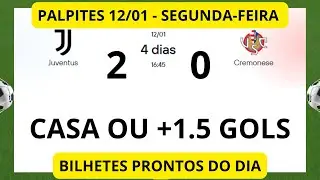 PALPITES DE FUTEBOL PARA HOJE 12 01 2026 (SEGUNDA-FEIRA)
