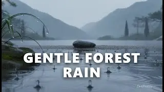 Serene Forest Rain with Droplets on Ferns and Mushrooms