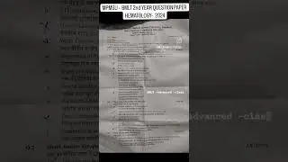 BMLT 2nd YEAR QUESTION PAPER HEMATOLOGY 2024 || MPMSU PAPER HEMATOLOGY 2024 || #mpmsu #mpmsu_shorts