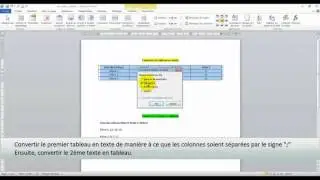 MOS WORD 2010: Convertir texte en tableau