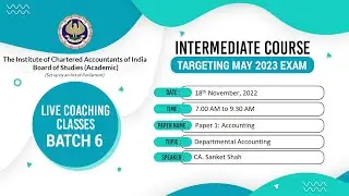 Intermediate Paper 1 Accounting | Topic: Departmental Accounting | Session 1 | 18 Nov, 2022