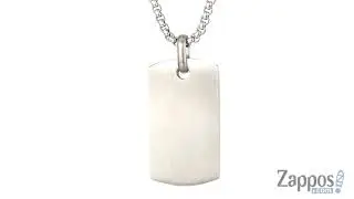 Steve Madden Checkerboard Design Dog Tag Necklace in Stainless Steel SKU: 9189330