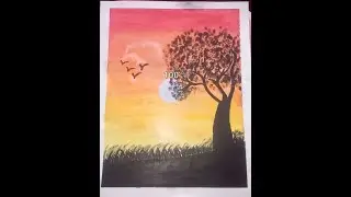 Oil pastel drawing #eveningscenery #handmadedrawing | easy drawing | for beginners #dipti style.