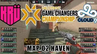 KRU vs C9W - VALORANT Game Changers Championship 2022- Groups Day 1 Map 2 Haven