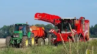 Aardappeloogst met: GRIMME Varitron 470. inschuren met MIEDEMA