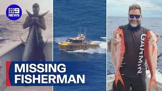 Search for missing fisherman off the Gold Coast expands past state lines | 9 News Australia