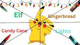 One drawing but in 8 different Christmas styles! Pikachu