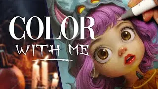 Cute Halloween Girl | Color with Me | Grayscale coloring book
