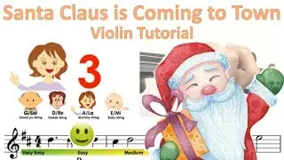 Santa Claus is Coming to town sheet music and easy violin tutorial